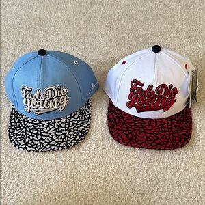 Lot of 2 Flat Fitty Luxury Collection Fads Die Young Strap Back Hats